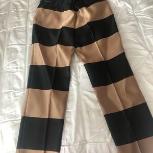 Burberry Black and Tan Striped Cropped Pants